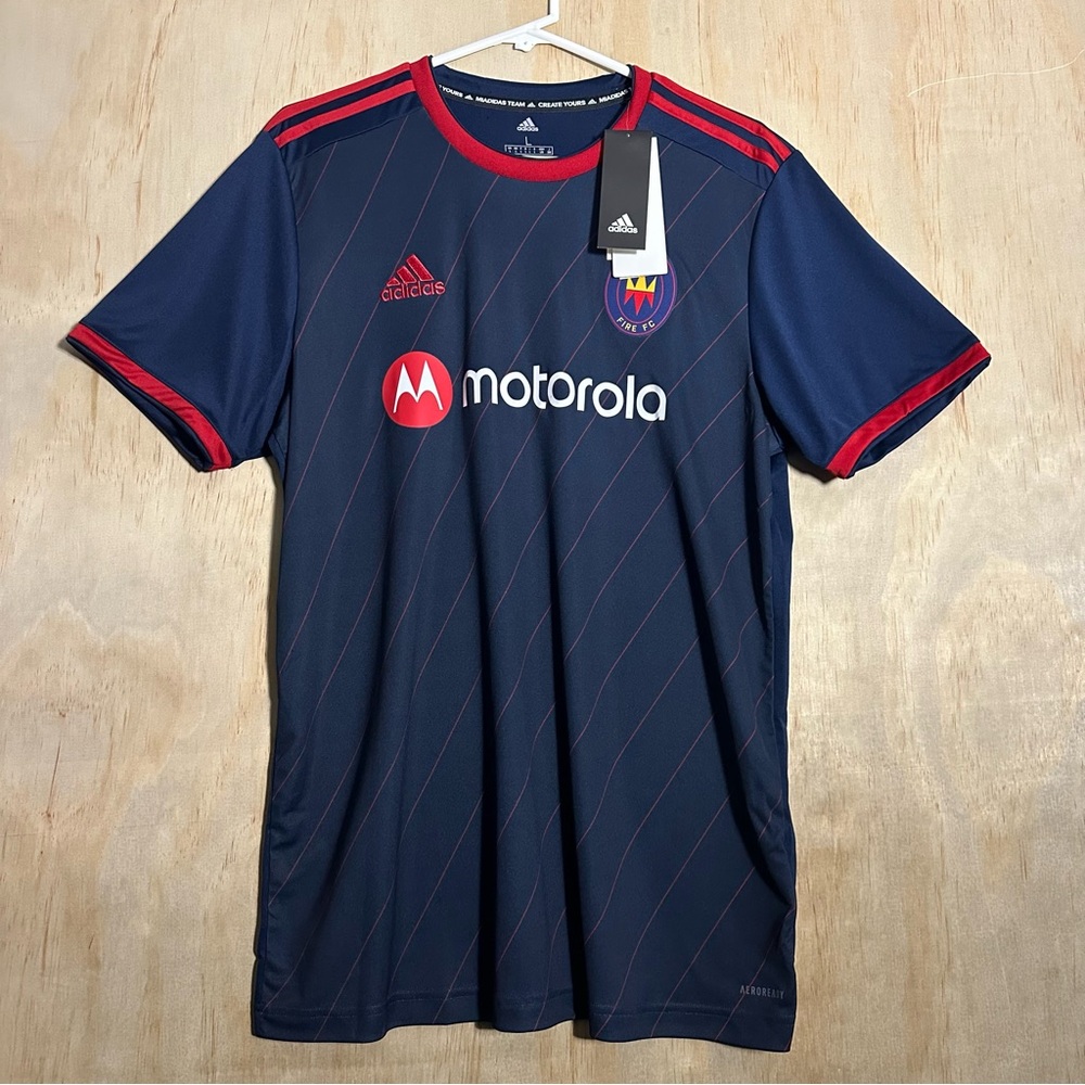NEW 20/21 Adidas Chicago Fire FC Home Futbol Jersey Aeroready Soccer Bloke Kit L